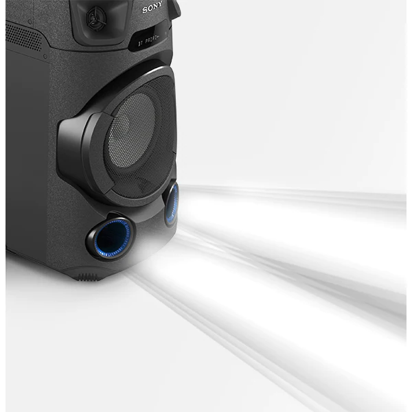 Boxa audio Sony High Power MHC-V13, Jet BASS Booster, Bluetooth, USB, CD, Lumini multicolore, Negru