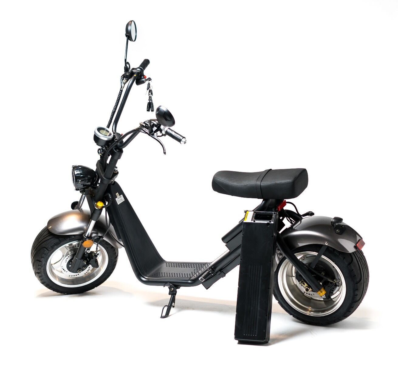 Moped Electric FreeWheel MotoRo S1, Gri, Autonomie 40 Km, Viteza 45 Km/h, Omologat RAR, Motor 1200 W