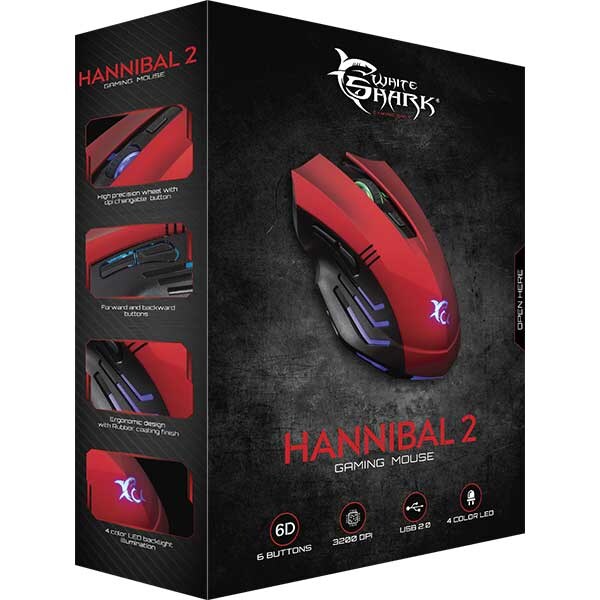 Mouse gaming White Shark GM-5006, Hannibal-2, 3200 DPI, Rosu