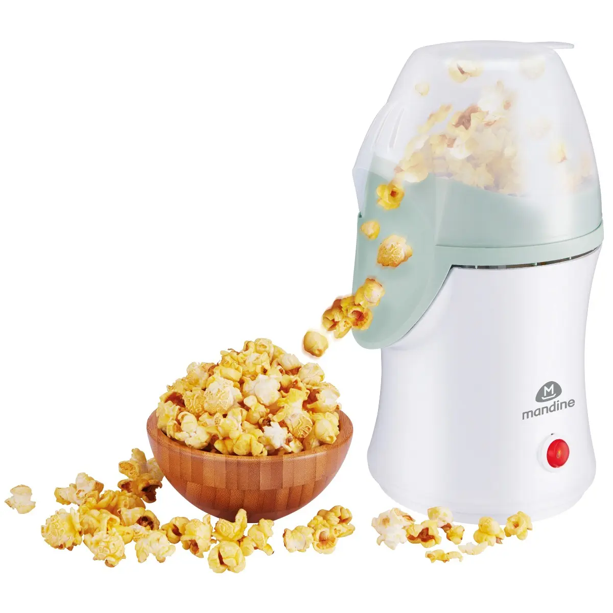 Masina de facut popcorn Mandine MPC100-18, 1300W, gata in 5 minute, Alb