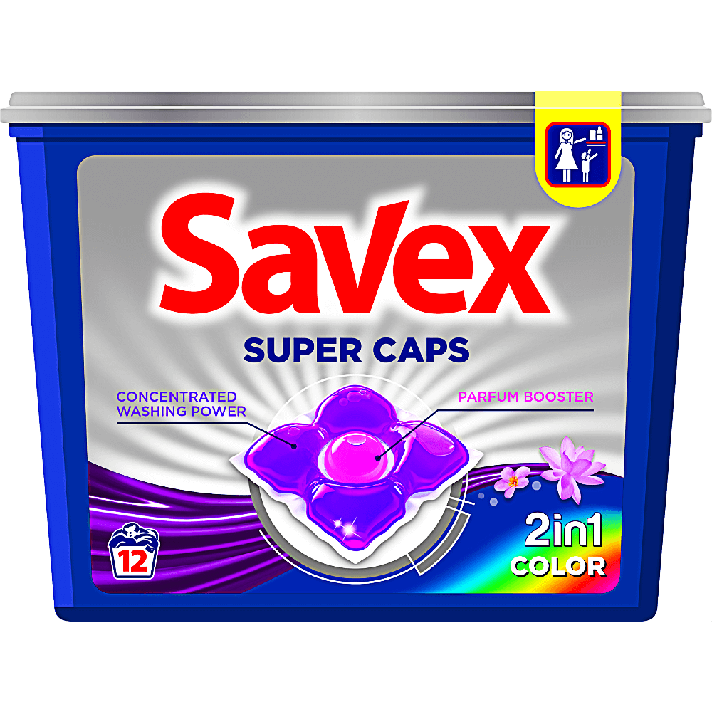 Detergent automat capsule, Savex 2in1 Color, 12 spalari, 12 bucati 