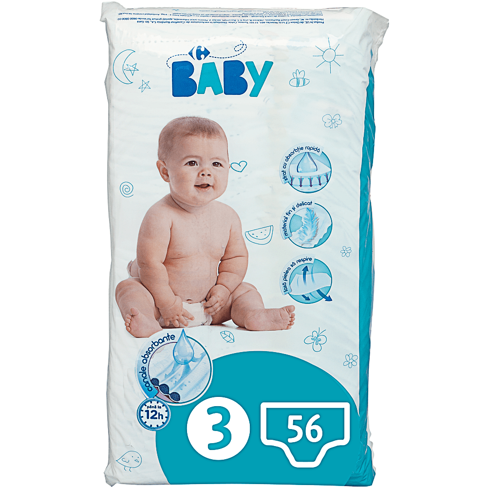 Infrared communication Duplicate Scutece Carrefour Baby Marimea 3, 3-9kg, 56 buc | Carrefour Romania