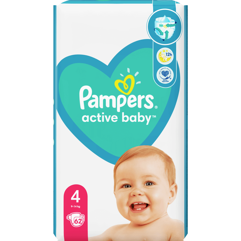 clip law amount of sales Scutece Pampers Active Baby Marimea 4, 9-14 kg, 62 buc | Carrefour Romania