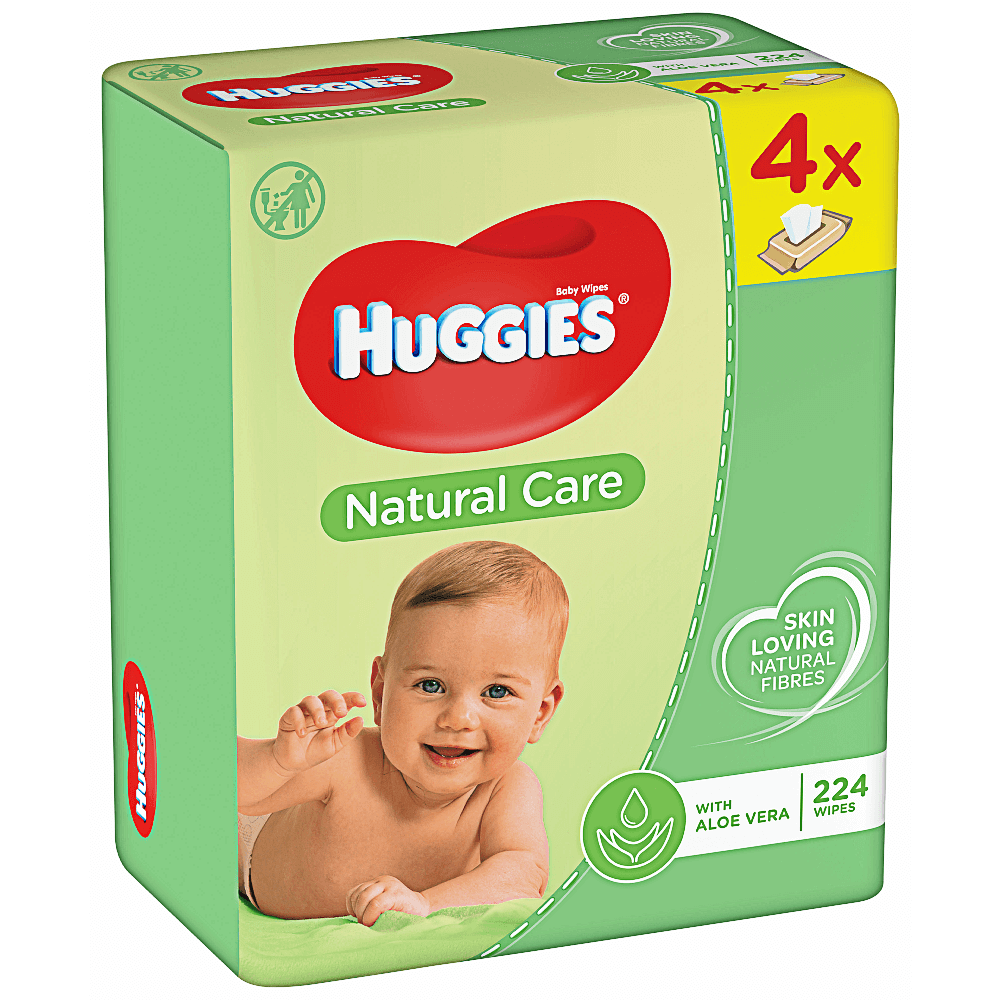 Servetele umede Huggies Natural Care Quad, 4 x 56 buc