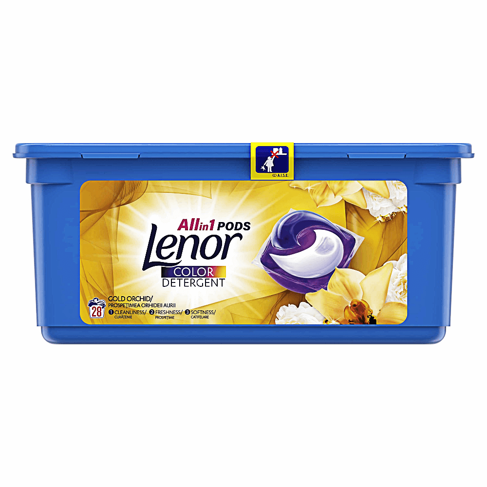 Detergent automat capsule Lenor All in One PODGold Orchid, 28 spalari