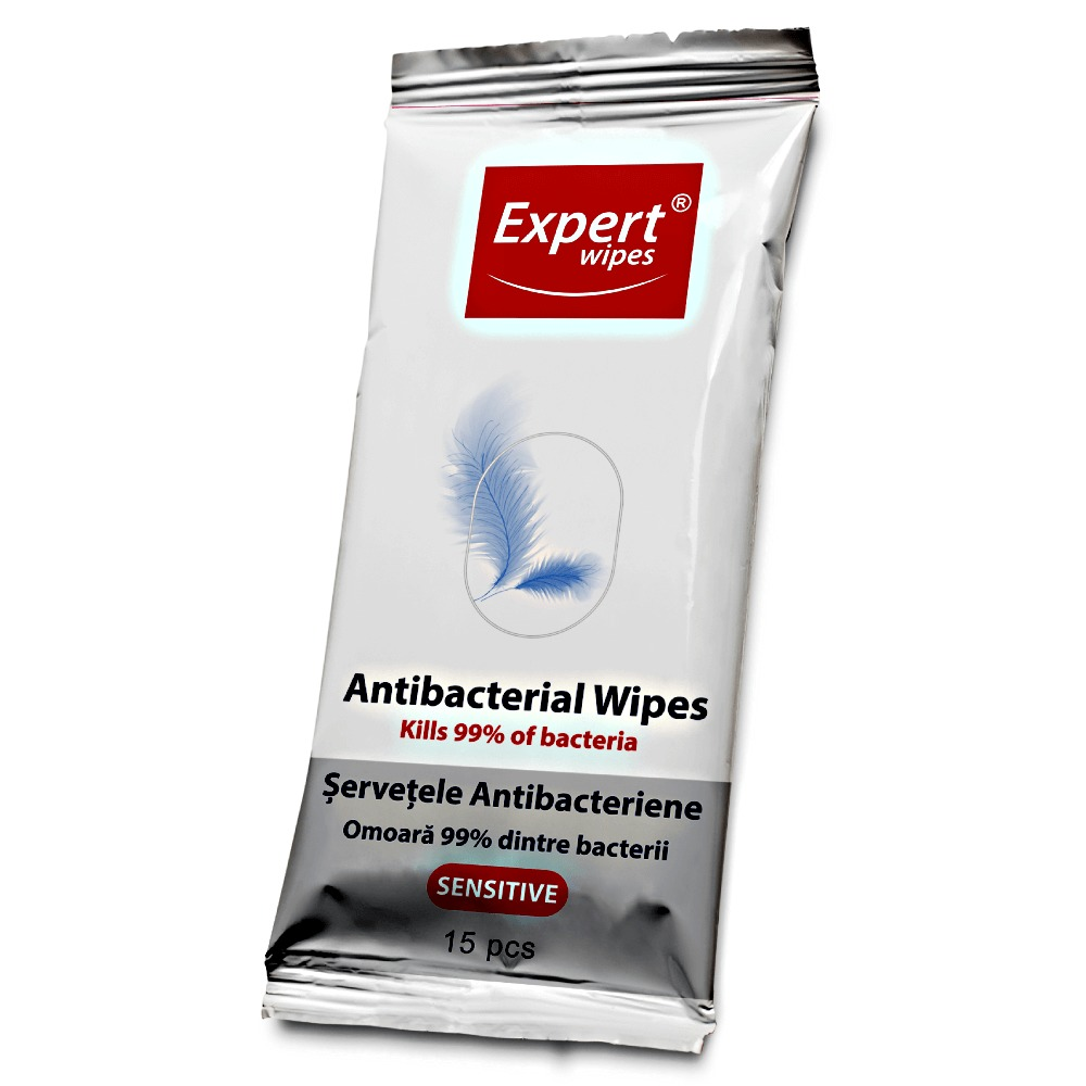 Servetele umede Expert Wipes Sensitive, 15 buc