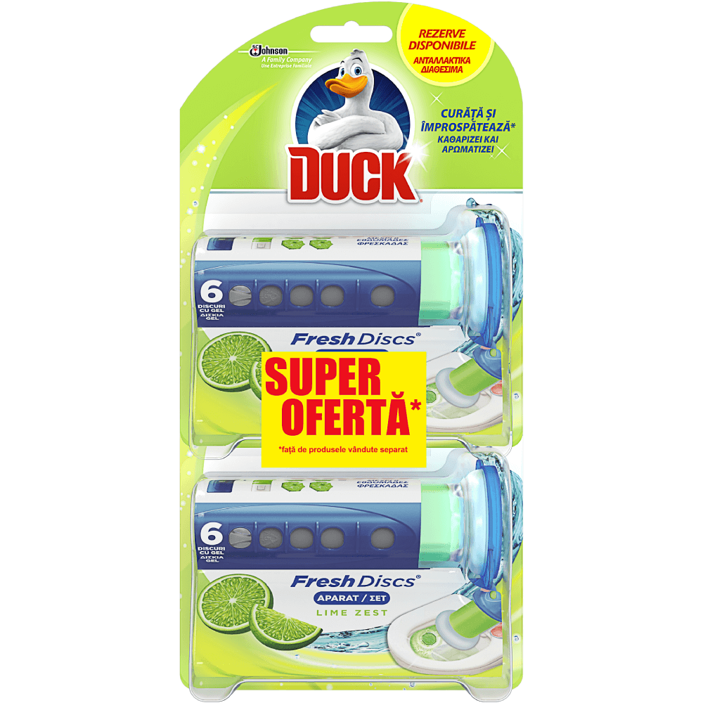 Odorizant toaleta gel, Duck Fresh Discs Lime, 2X36ml, -20%