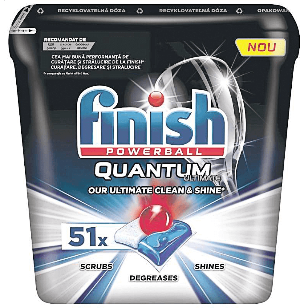 Detergent pentru masina de spalat vase Finish Powerball Quantum Ultimate, 51 bucati