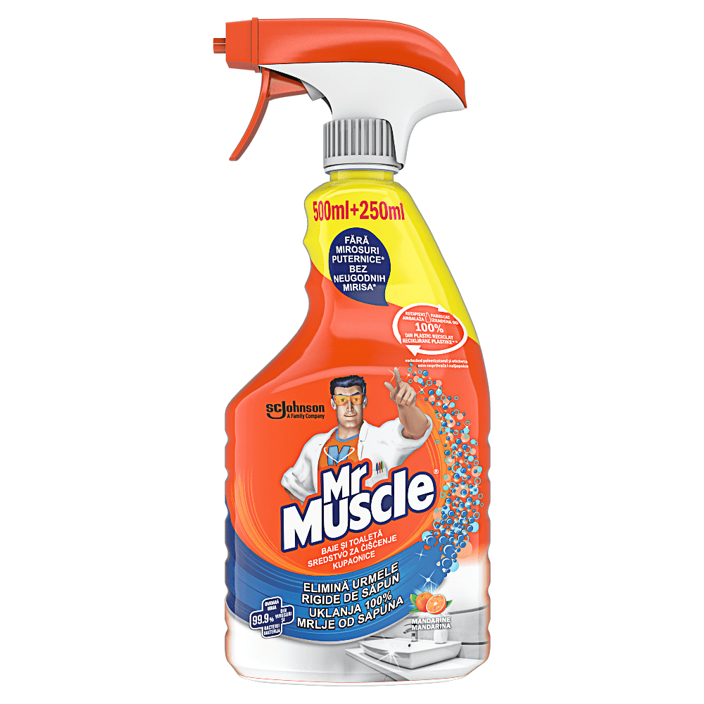 Detergent dezinfectant baie si toaleta, cu pulverizator, Mr.Muscle mandarine, 750ml