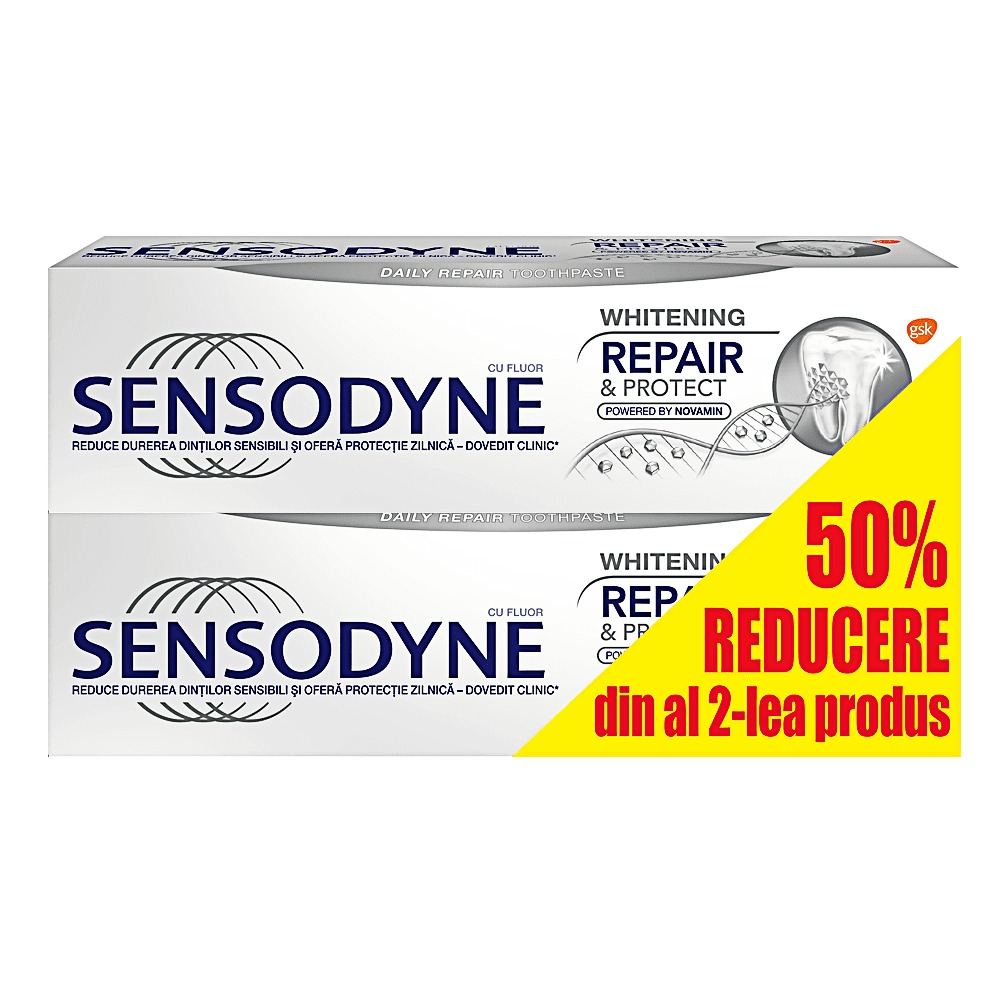 Pasta de dinti Sensodyne Repair&Protect Whitening 1+1-50% 75ml