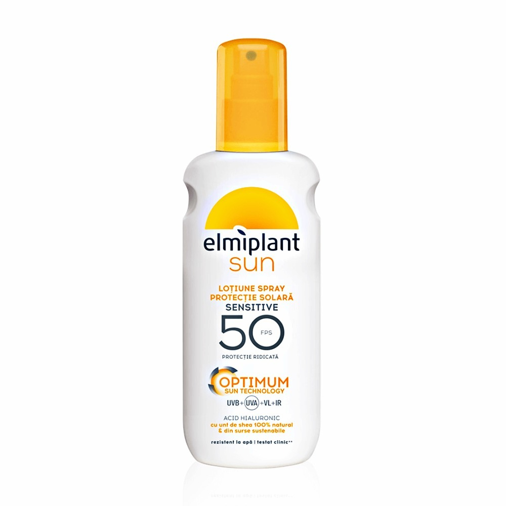 Lotiune spray cu protectie solara Elmiplant Sun Sensitive, FPS 50, 200 ml