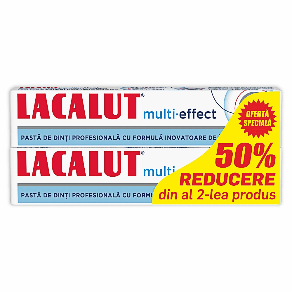 Pasta de dinti profesionala multi-effect Lacalut 1+1-50% 75ml