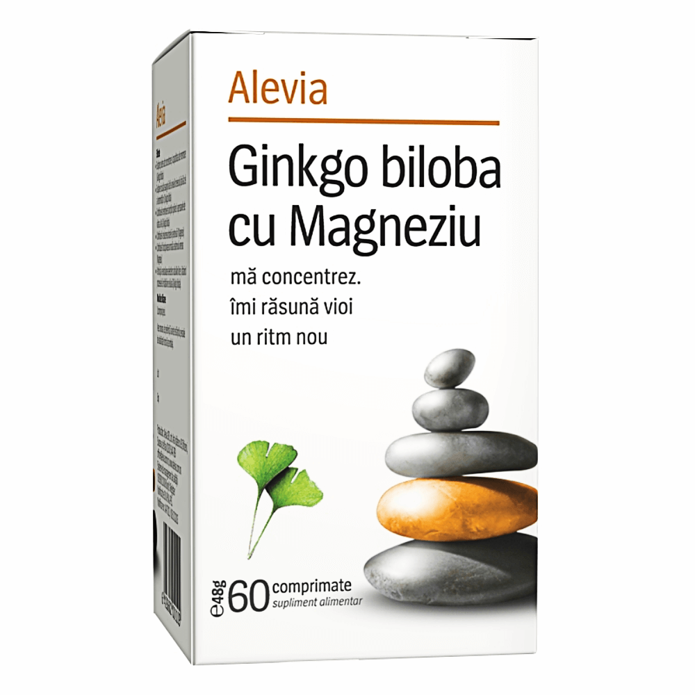 Ginkgo biloba cu Magneziu Alevia 60 comprimate