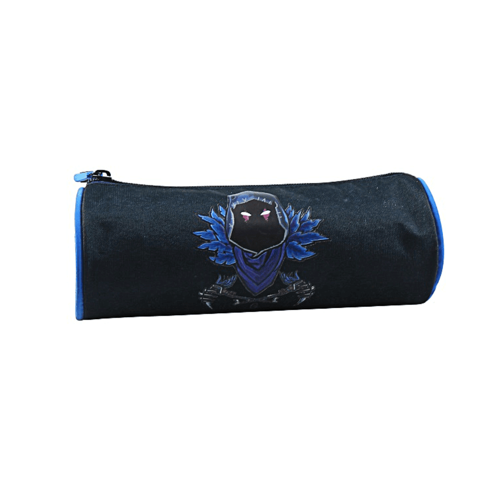 Penar tubular licenta Fortnite, personaj Mask, material textil, 22x8x8 cm, Gri/Albastru