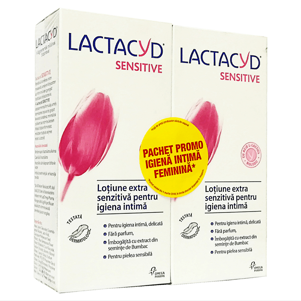 Lotiune extra senzitiva pentru igiena intima, Lactacyd Sensitive, 2x200ml