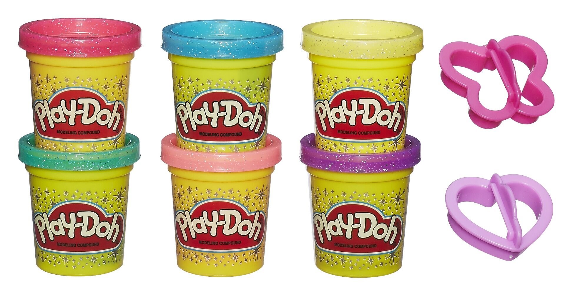 Pachet 6 cutii Play-Doh cu sclipici
