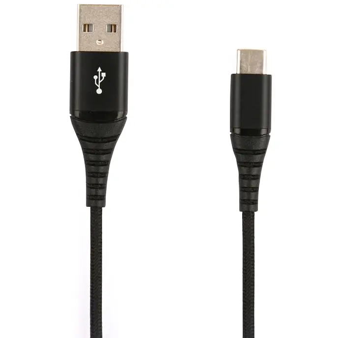 Cablu ranforsat Poss C-1RE, USB A & USB C, 1m lungime, Negru