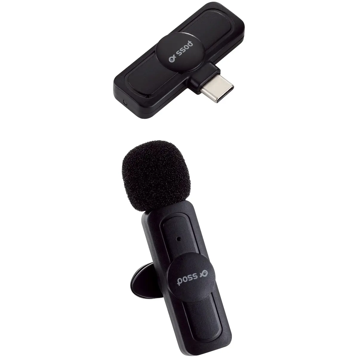 Microfon cu lavaliera Poss MIC02, Wireless, Negru