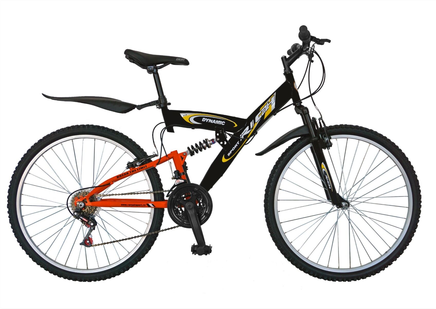 Bicicleta MTB Full Suspension r2448a, negru-portocaliu
