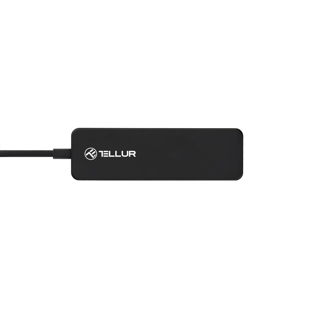 Hub USB Type-C Tellur cu 4 porturi USB 3.0, Negru