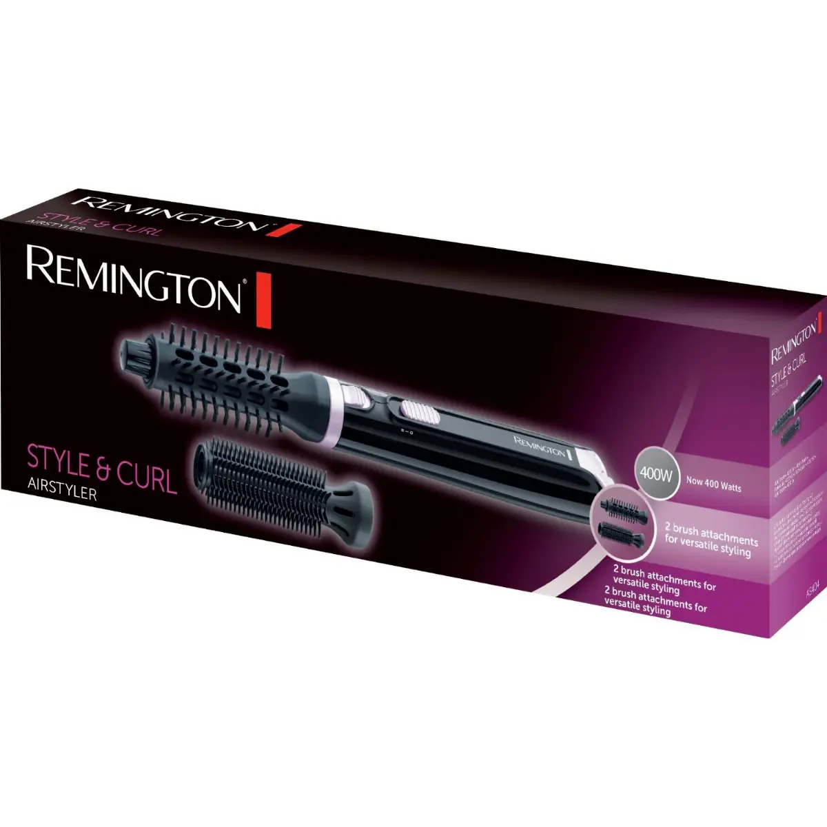 Perie cu aer cald Remington AS404 E51, 400W, 2 trepte de temperatura, 2 accesorii, Negru