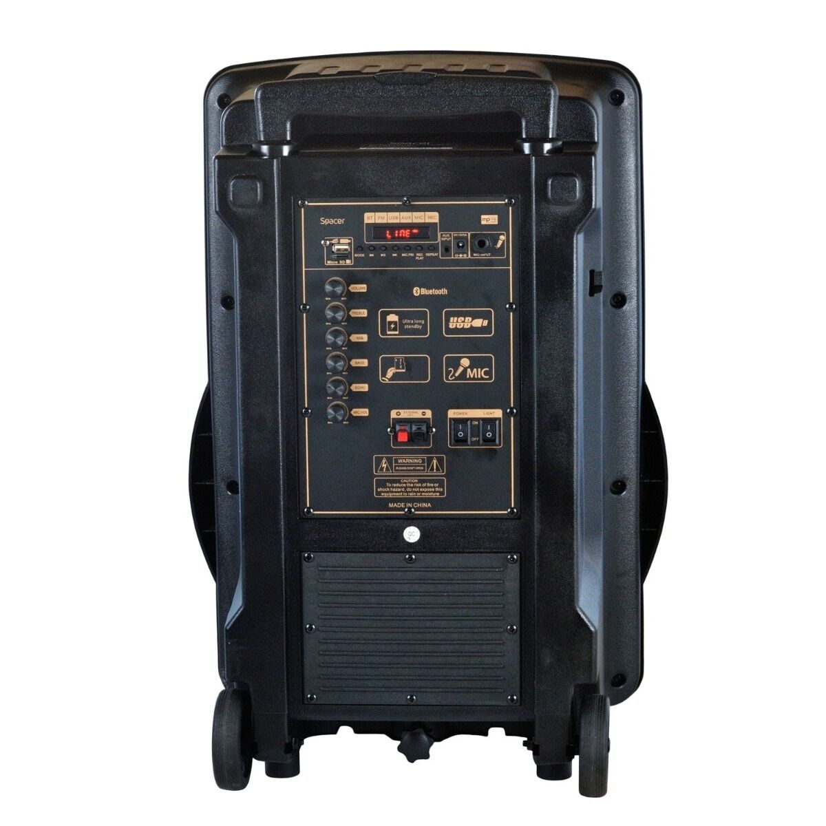 Boxa tip troller Spacer LION - SPB-A25-BT, 120W RMS, Bluetooth, USB, MicroUSB, microfon wireless, Negru
