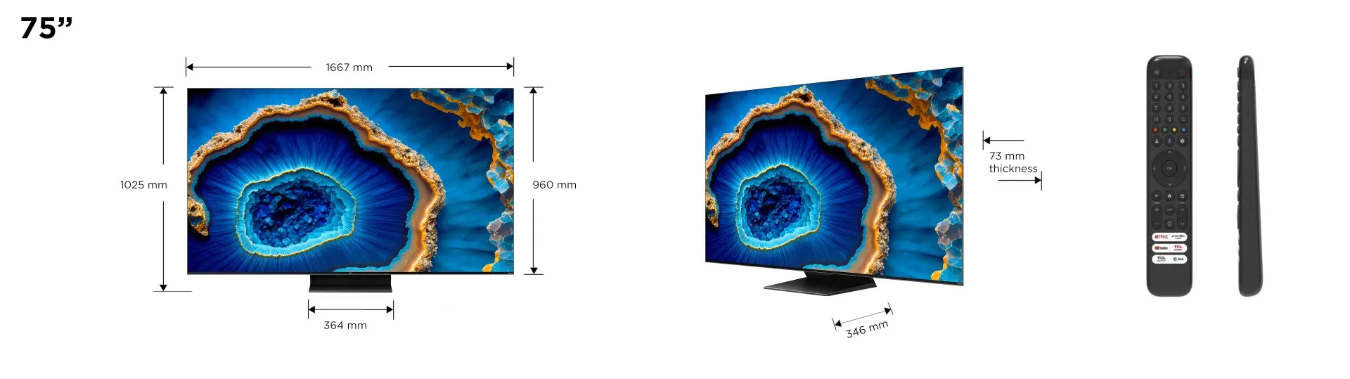 Televizor TCL Mini LED 75C805, 189 cm, Smart Google TV, 4K Ultra HD, Negru