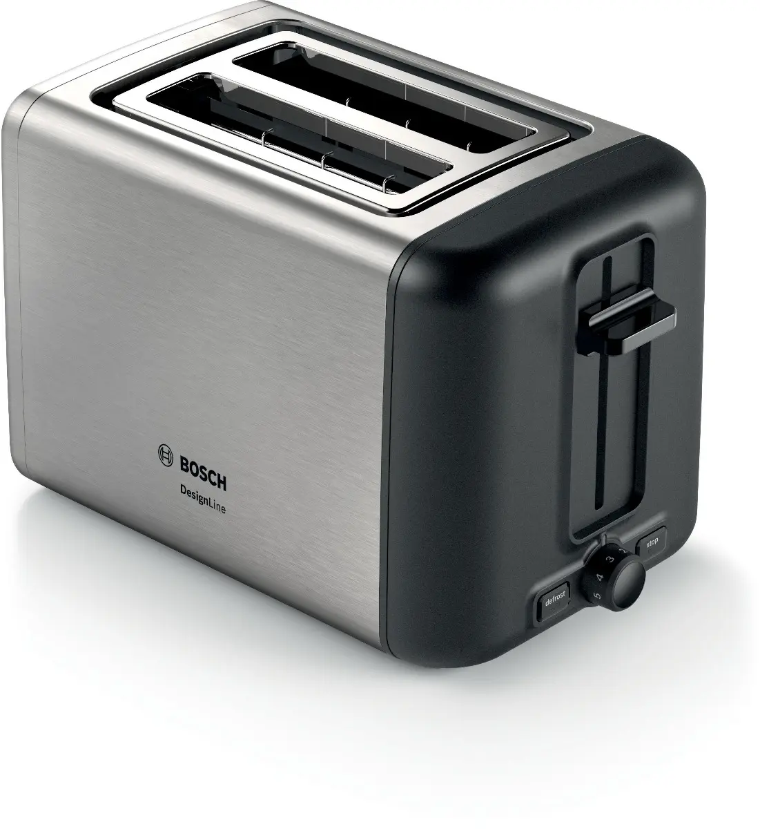 Prajitor de paine Bosch TAT3P420, 970W, 2 felii, functie incalzire si dezghetare, Inox