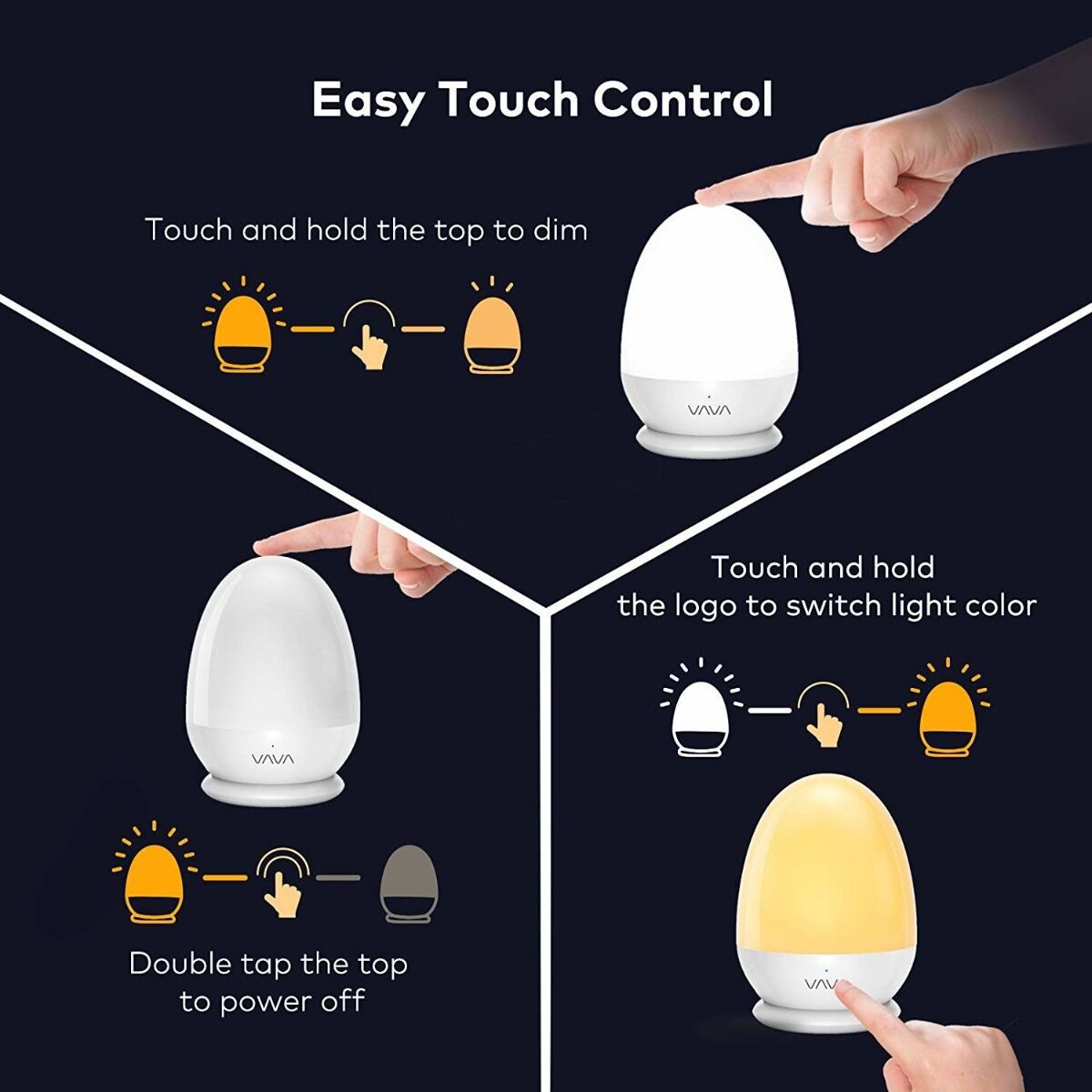 Lampa de veghe Smart VA-CL006 VAVA  LED cu reglare touch a Intensitatii, lumina calda si rece