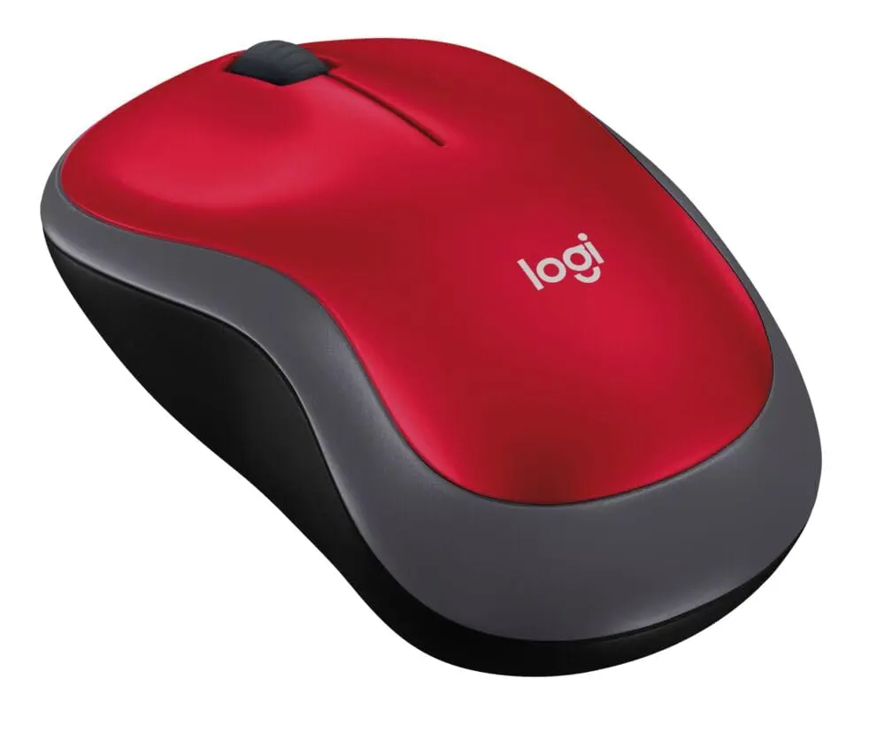 Mouse wireless Logitech M185, Negru / Rosu