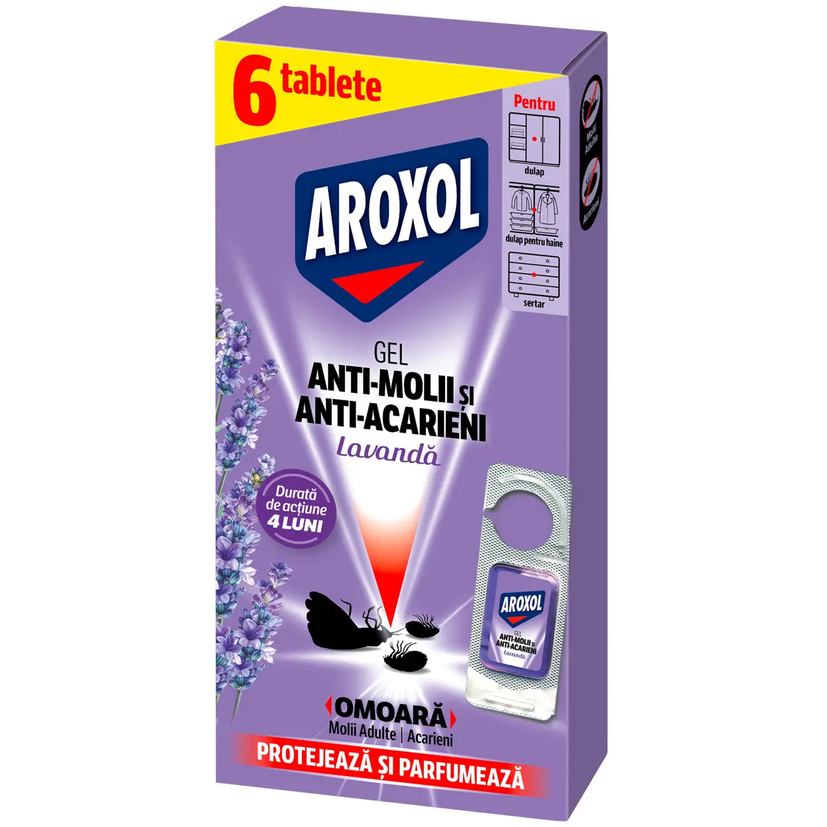 Gel anti-molii cu parfum de lavanda Aroxol 6buc