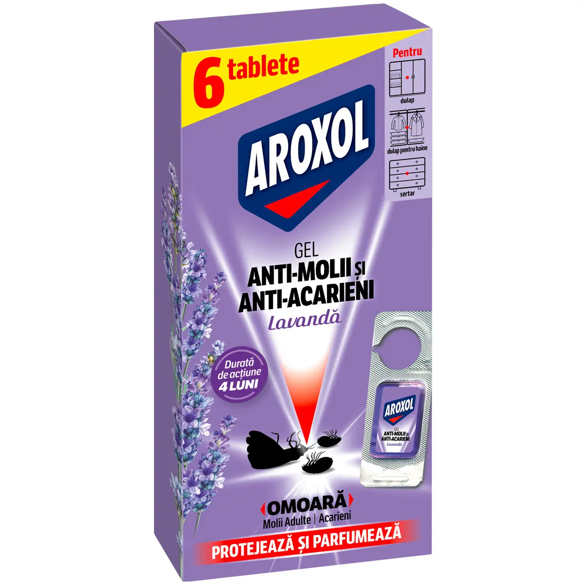 Gel anti-molii cu parfum de lavanda Aroxol 6buc
