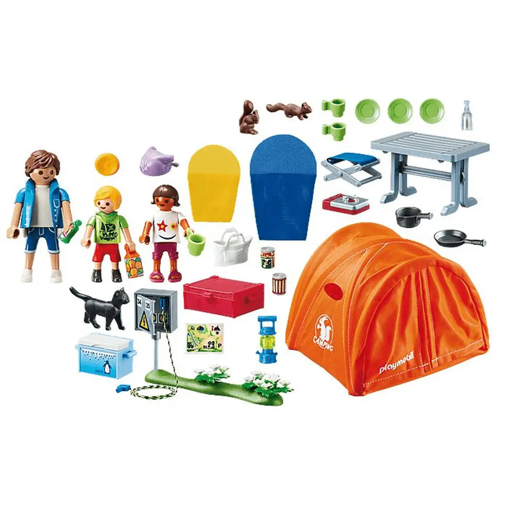 Jucarie Playmobil Cort camping, plastic, 28.4 x 18.7 x 7.4 cm, Multicolor