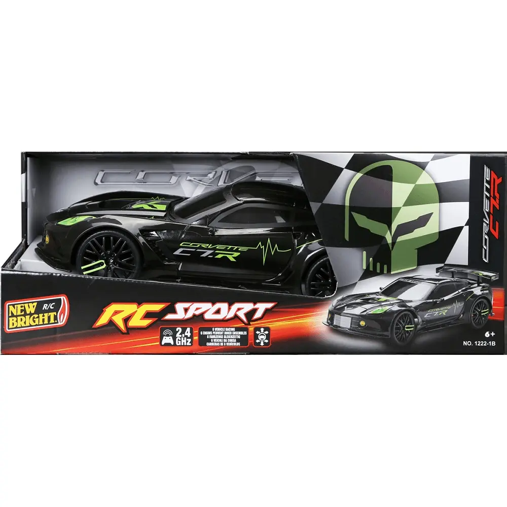 Masina Corvette sport, cu R/C, 1:12, plastic/metal, Negru