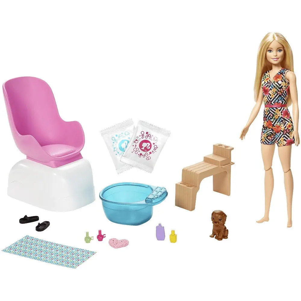 Set de joaca Papusa Barbie Salonul de unghii, Multicolor