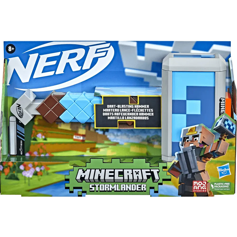 Blaster Nerf Minecraft Stormlander cu 3 proiectile, Multicolor