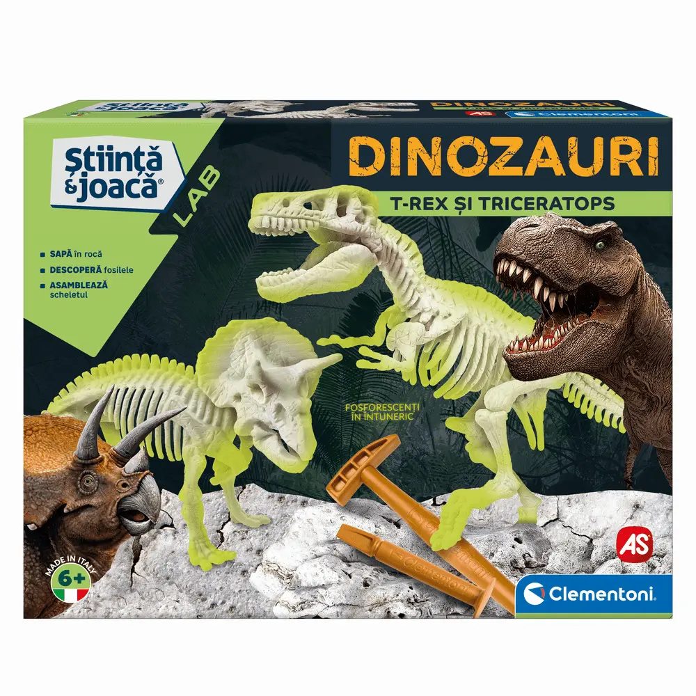 Kit Dinozauri T-Rex si Triceraptops Stiinta si joaca Clementoni