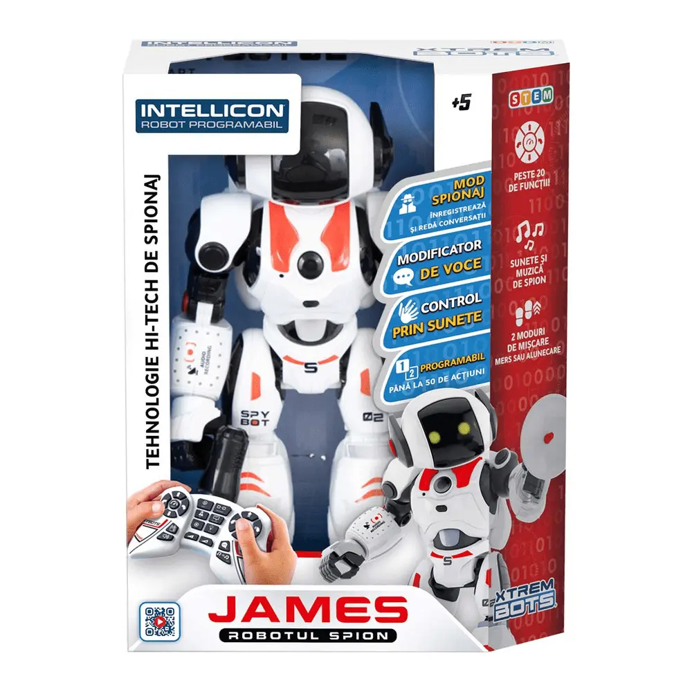 Robotul interactiv James The Spy Bot Blue Rocket, Multicolor