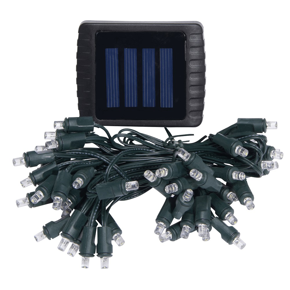 Instalatie solara cu cablu si comutator, 50 becuri LED, plastic, Negru