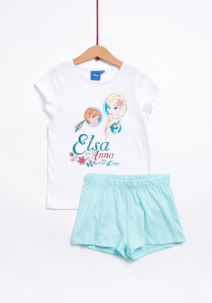 Pijama maneca scurta fete 2/8 ani Elsa & Anna