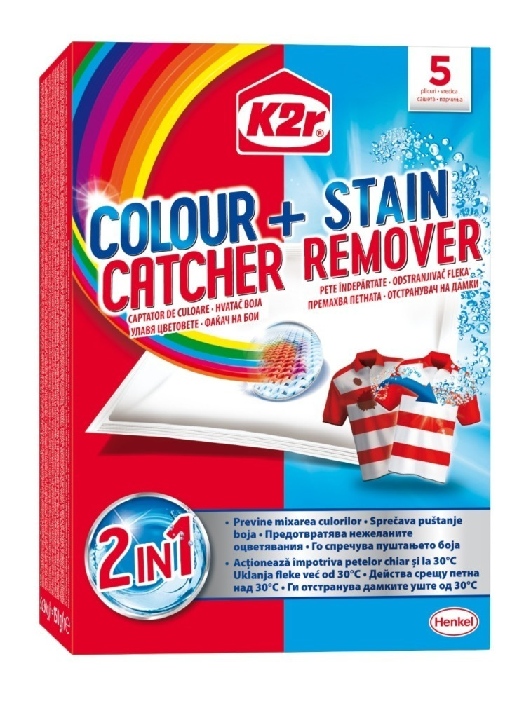 Aditiv pentru spalare K2r Colour Catcher + Stain Removal, 5 buc