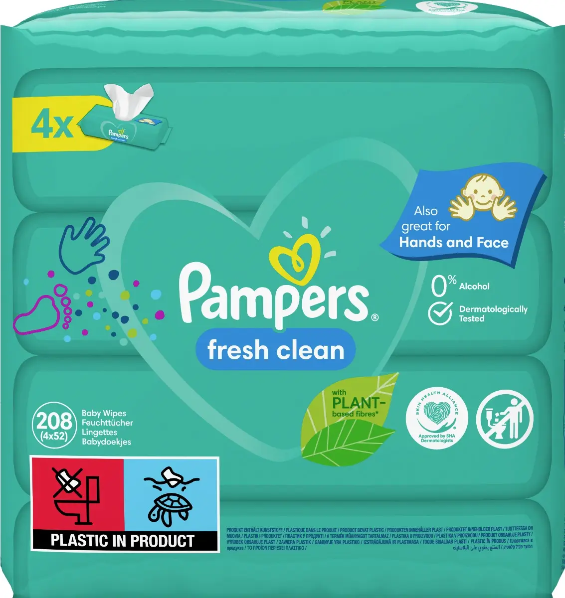 Servetele umede Pampers Fresh Clean, 4 x 52 buc