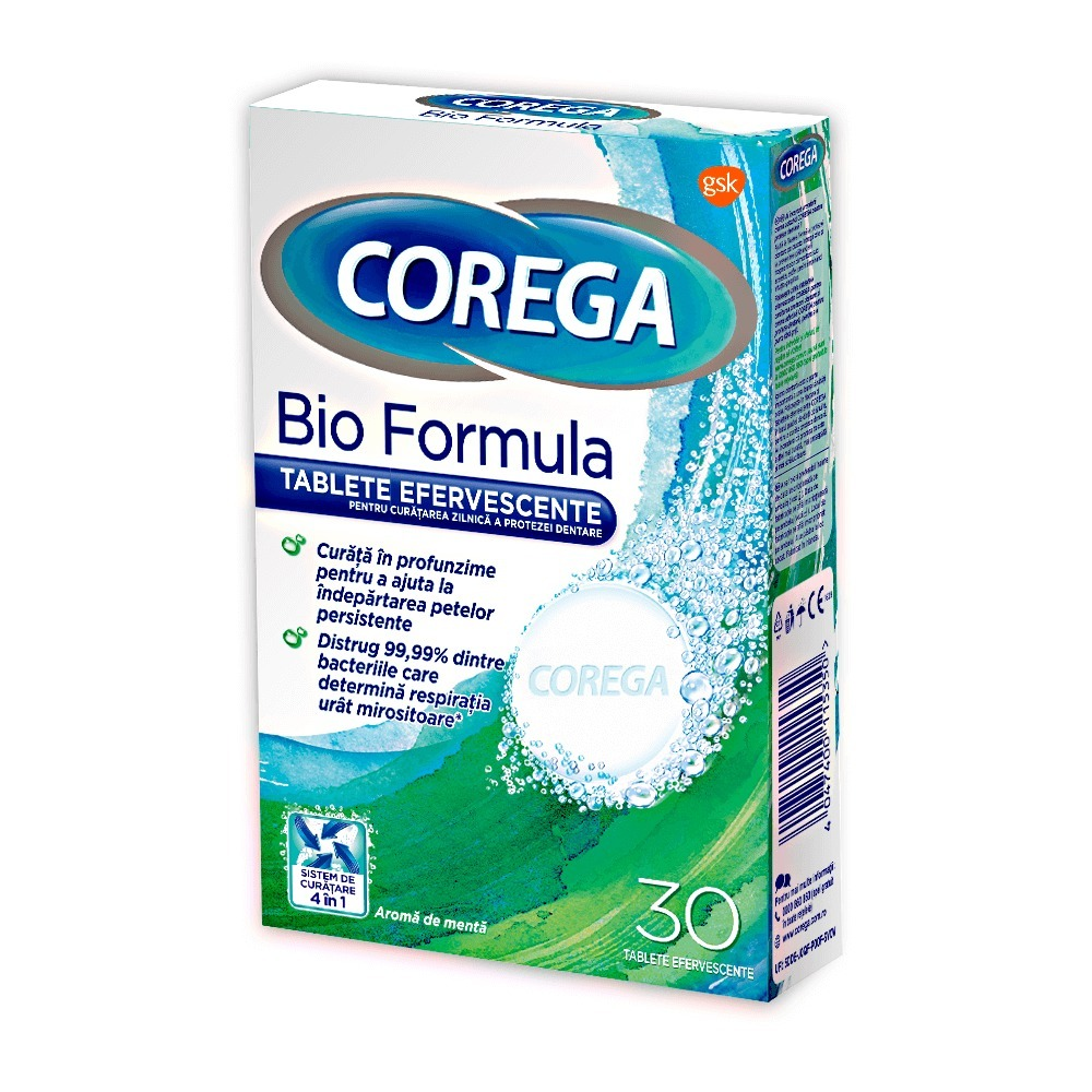 Tablete efervescente ecologice  Corega Formula 30 tablete