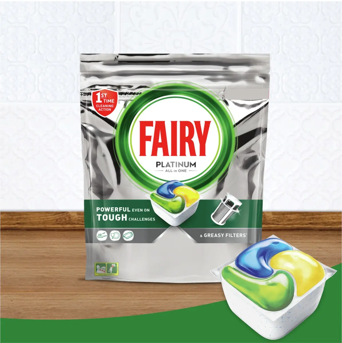 Detergent de vase capsule Fairy Platinum, 37bucati