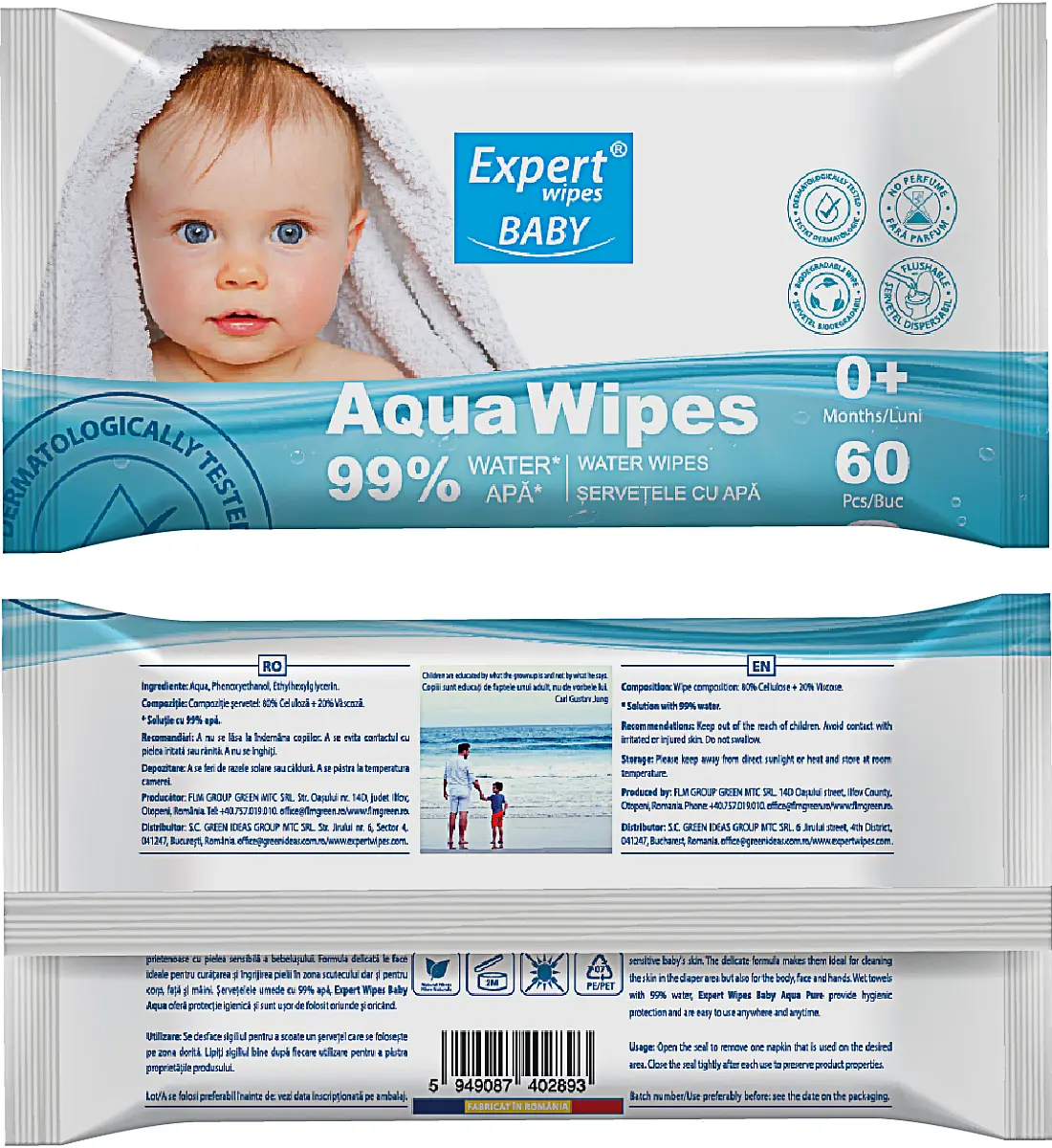 Servetele umede Expert Wipes Baby Aqua 60 bucati