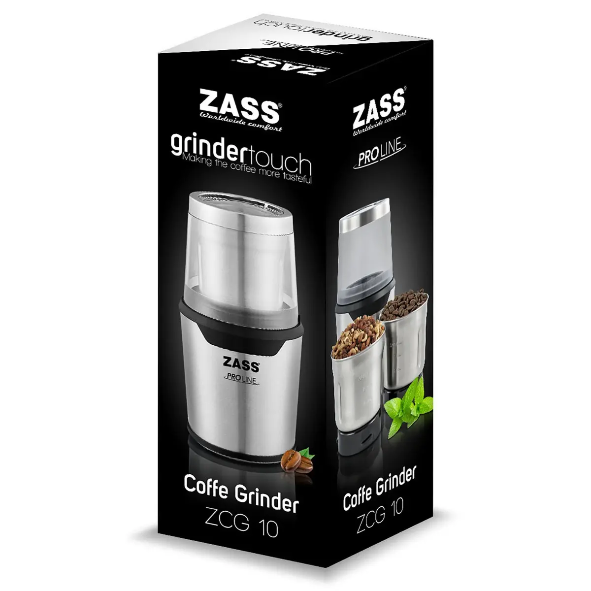 Rasnita cafea Zass ZCG 10, 85 g, 200 W, Argintiu