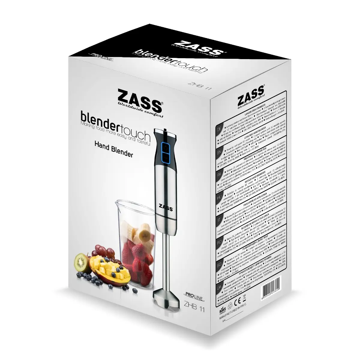 Mixer vertical Zass ZHB 11, 2 viteze, 0.6 litri, 800 W, Inox