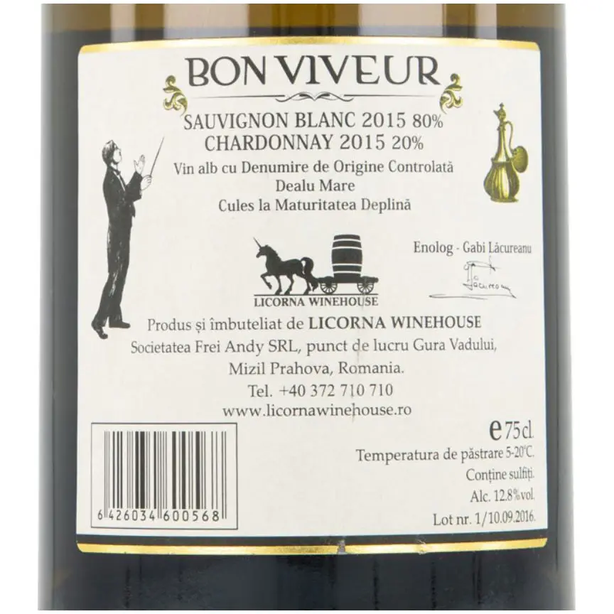 Vin alb sec, Bon Viveur Licorna, 0.75L