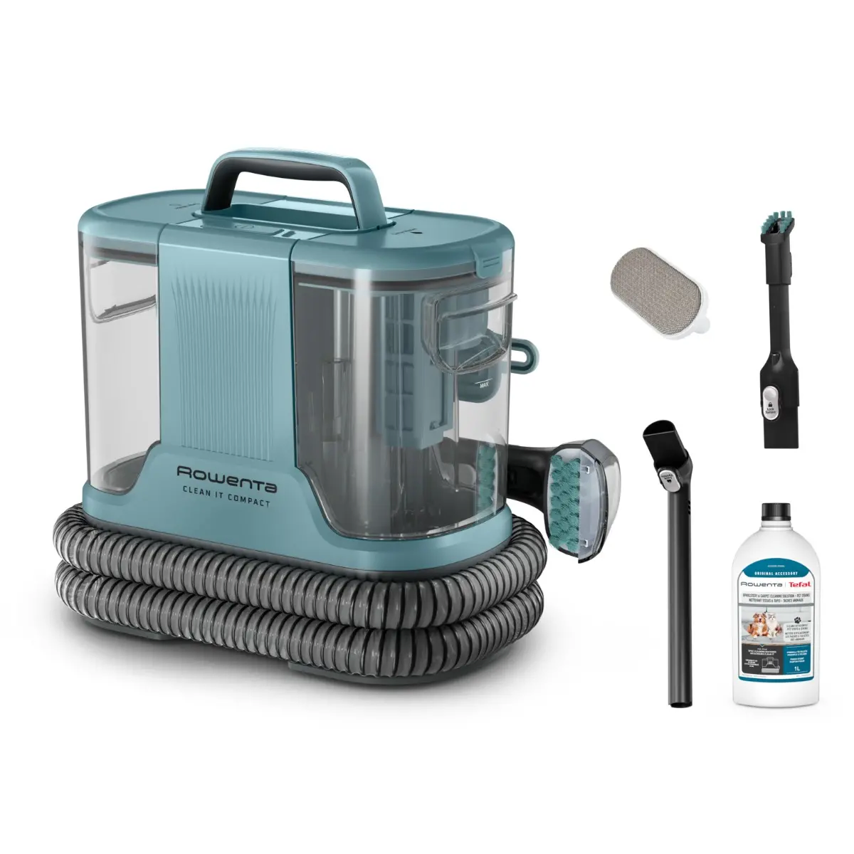 Aspirator cu spalare Rowenta Clean IT IN3021F0, 0.85 litri, 400 W, Verde / Turcoaz