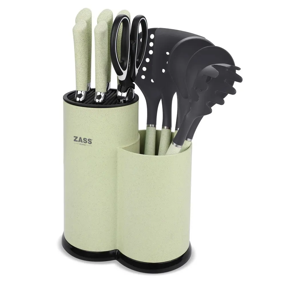 Set cutite si ustensile de bucatarie Zass ZG-KS 01, 12 piese